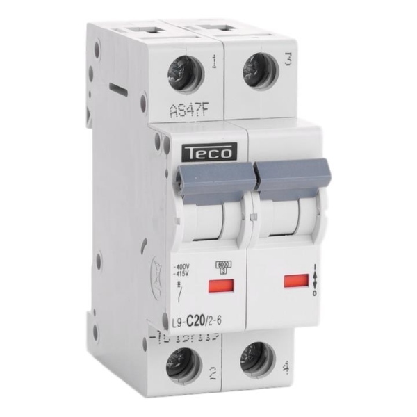 Disjoncteur Teco 2P 20A 6kA Courbe C