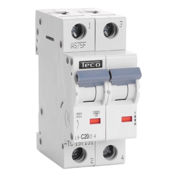 Disjoncteur Teco 2P 20A 4,5kA Courbe C